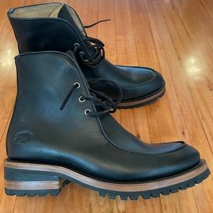 Buffalo Jackson Black Leather Men’s 6” Boots 9.5 D Moc-Toe Vintage